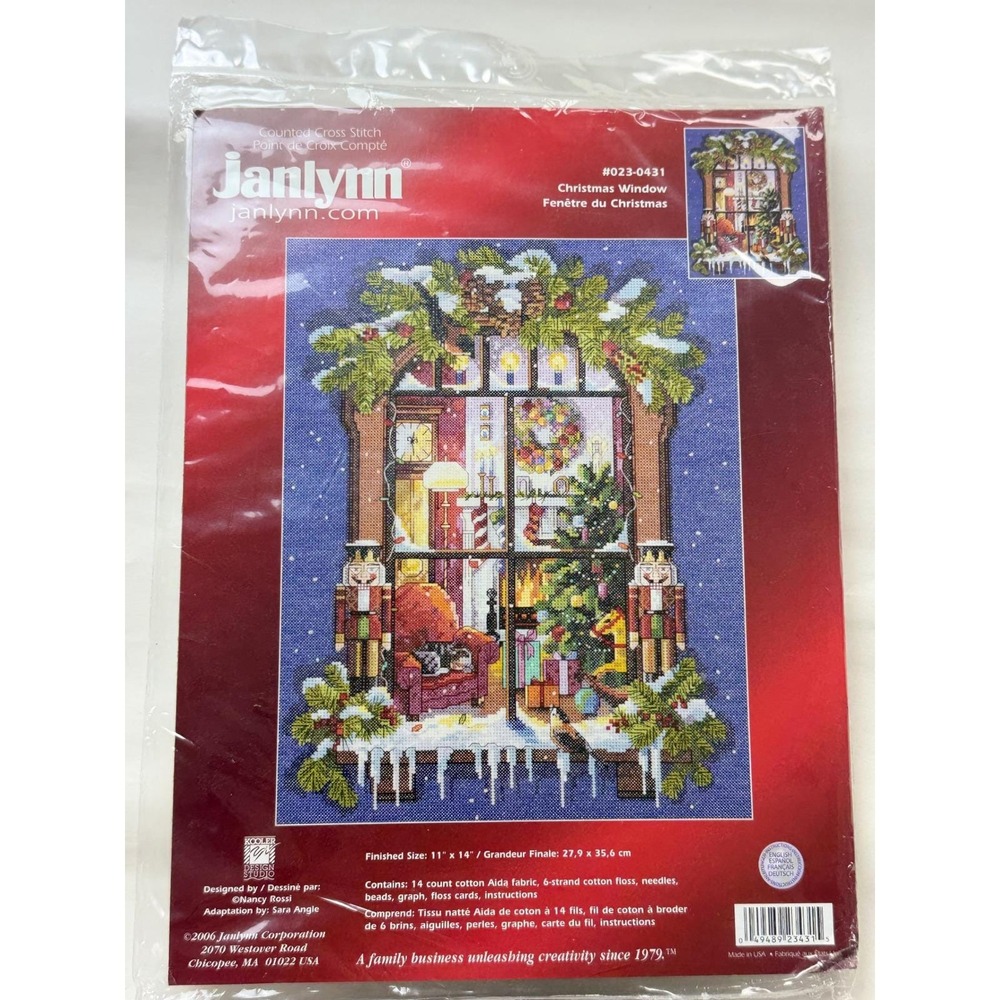 Vtg Janlynn Christmas Window 023-0431 Cross Stitch Kit Nancy Rossi